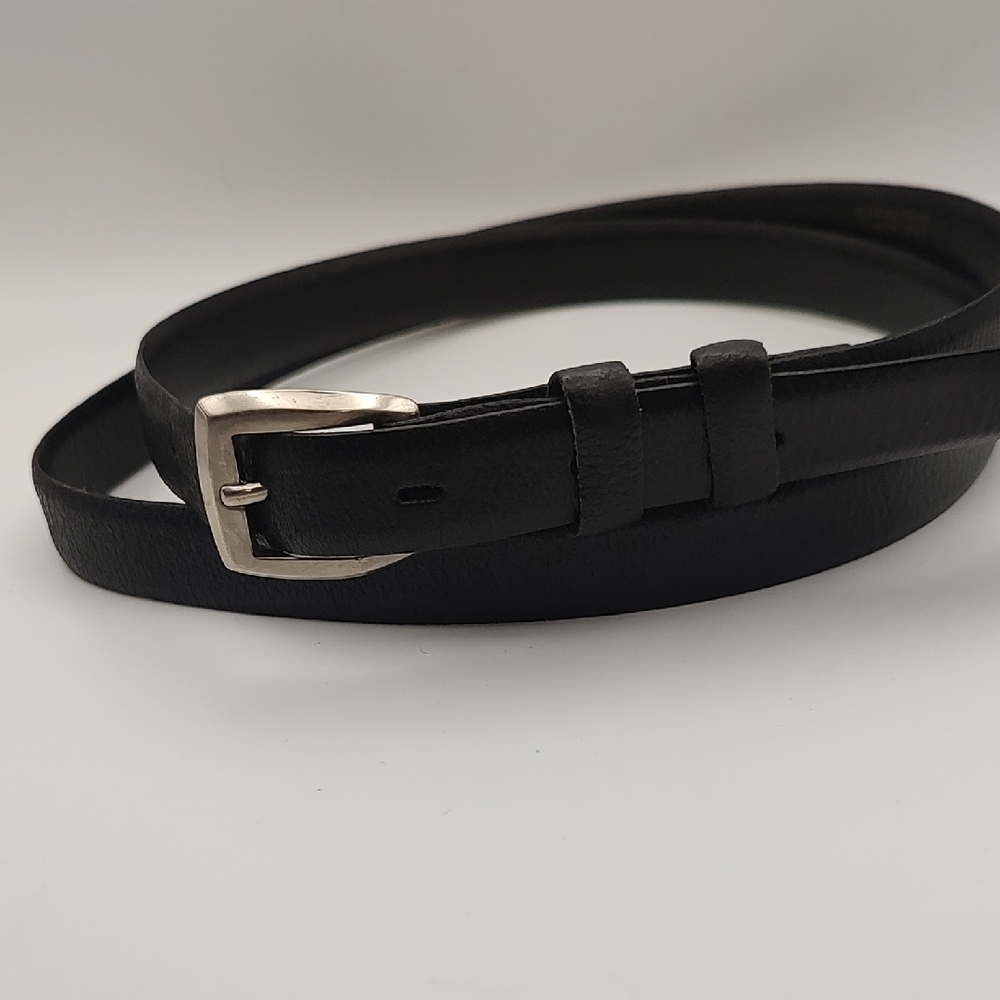 Vintage Tex Tan Classic Black Leather Belt with Silver Buckle